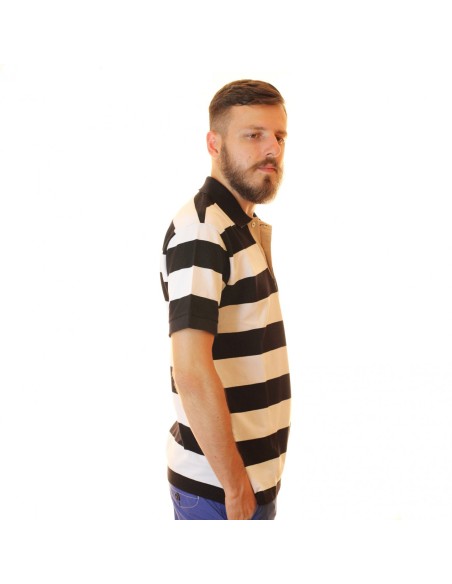 tricou polo in culori alb si negru