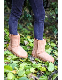 Cizme Scurte Din Piele Intoarsa Naturala Tip Ugg Bej 2