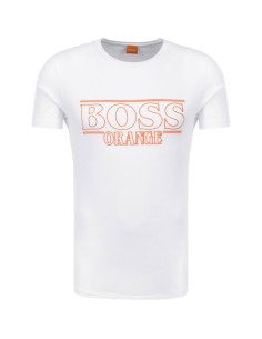 tricou alb din bumbac boos orange