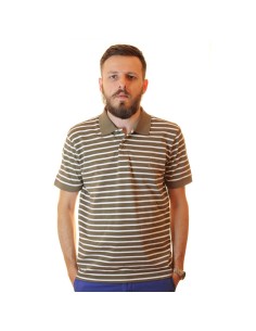 Tricou Polo Maro cu dungi