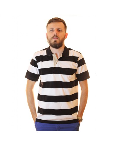 tricou polo in culori alb si negru