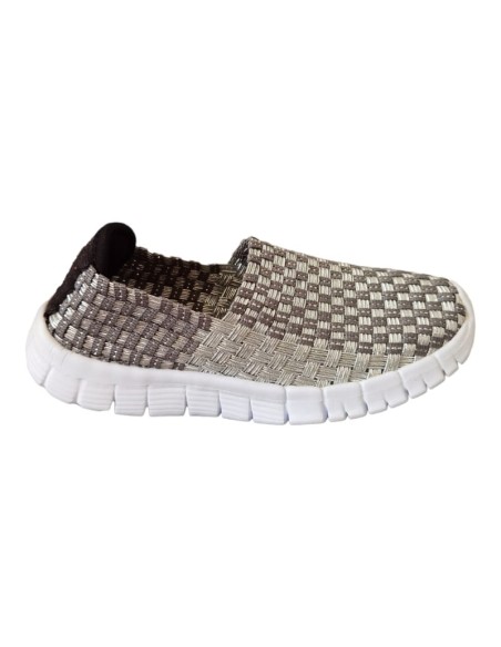 Espadrile Material Textil Elastic Argintii