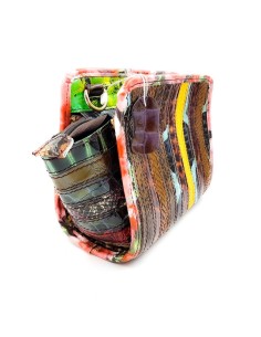 Geanta poseta din piele multicolor 2