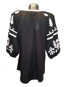 ie neagra cu broderie bej cu maneca trei sferturi material bumbac marimi S M L XL XXL XXXL 2