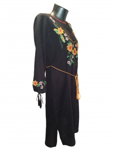 Rochie Traditionala neagra cu maneca lunga in marimi de la s la 3xl 2
