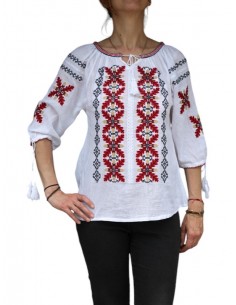 ie traditionala cu maneca trei sferturi motive romanestu brodate marimi S M L X LXXL 3XL