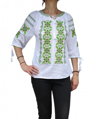 ie traditionala cu maneca trei sferturi motive romanestu brodate marimi S M L X LXXL 3XL