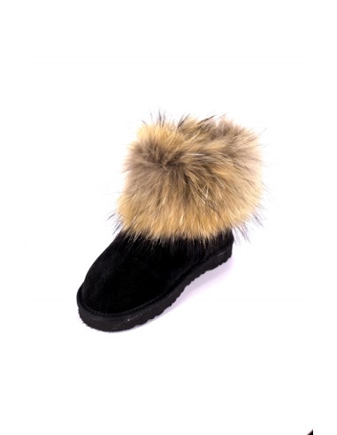 ghete din piele intoarsa naturala tip ugg negru