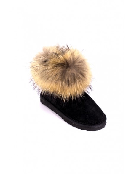 ghete din piele intoarsa naturala tip ugg negru