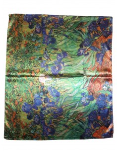 Esarfa din matase colorata multicolora cu diferite desene si imagini cu flori. Material matase 100/100, 2