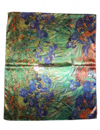 Esarfa din matase colorata multicolora cu diferite desene si imagini cu flori. Material matase 100/100,