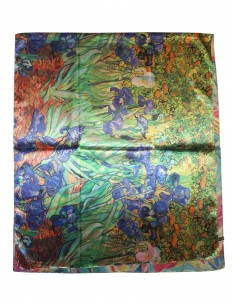 Esarfa din matase colorata multicolora cu diferite desene si imagini cu flori. Material matase 100/100,