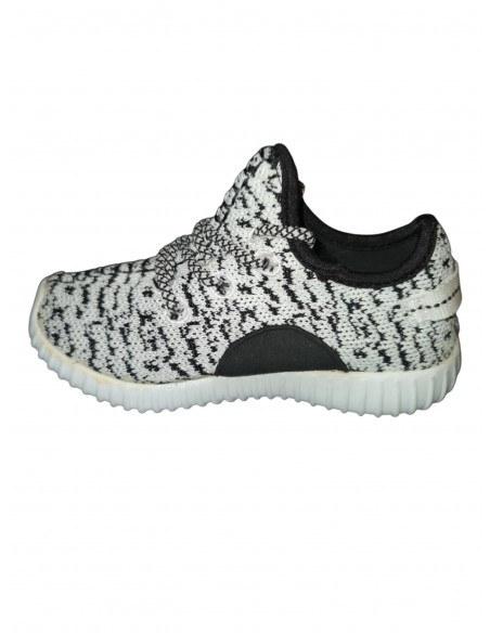 Pantofi sport pentru copii, alb-negru, cu șiret elastic