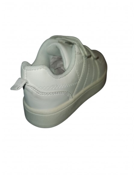 Pantofi sport copii din piele ecologica, alb, cu scai