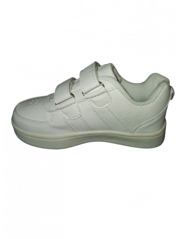Pantofi sport copii din piele ecologica, alb, cu scai