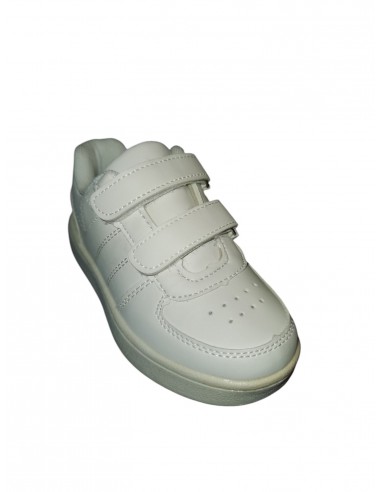 Pantofi sport copii din piele ecologica, alb, cu scai