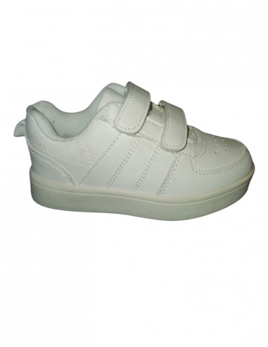 Pantofi sport copii din piele ecologica, alb, cu scai