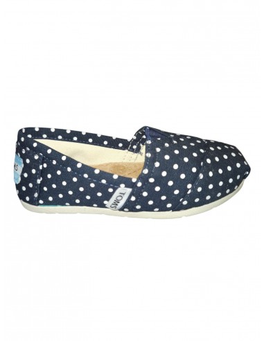 Espadrile copii TOMS, mărimi 25-35, bleumarin cu buline albe, talpic din piele naturală