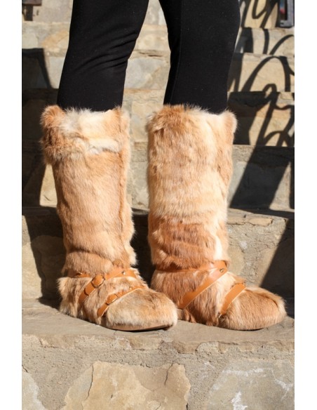 Cizme Pentru Dama Femei Blana Naturala Beige marimi disponibile de la 35 la 41