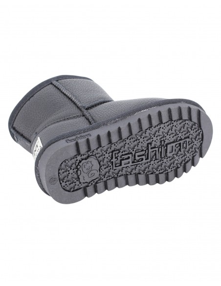Cizme Copii Tip UGG Black din Piele Ecologică cu Blană Călduroasă