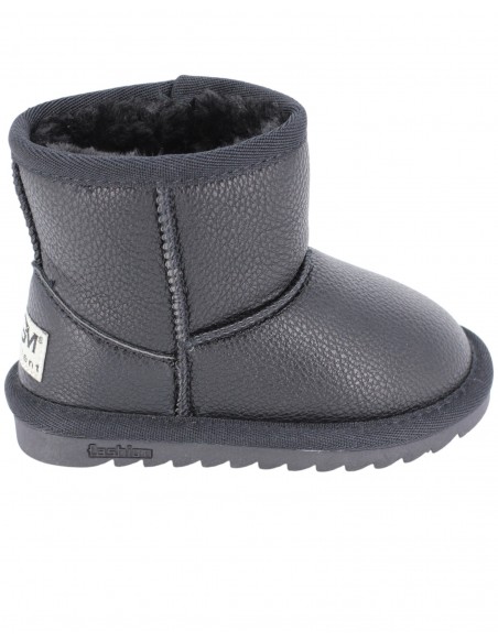 Cizme Copii Tip UGG Black din Piele Ecologică cu Blană Călduroasă