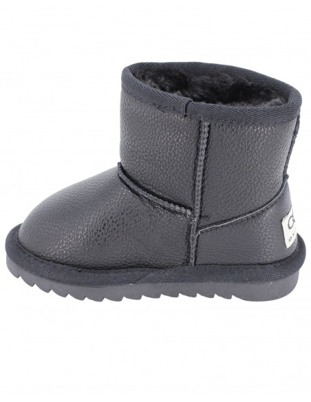 Cizme Copii Tip UGG Black din Piele Ecologică cu Blană Călduroasă