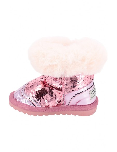 Cizme Copii Tip UGG Paiete Roz