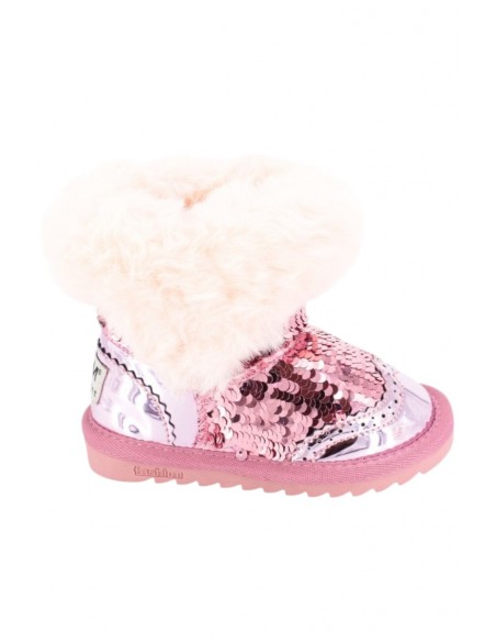 Cizme Copii Tip UGG Paiete Roz