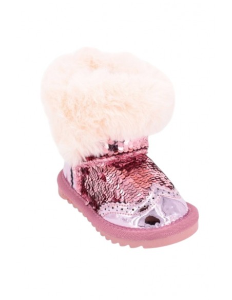 Cizme Copii Tip UGG Paiete Roz