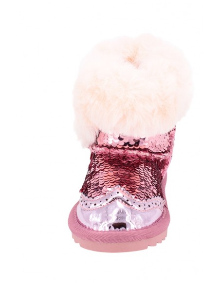 Cizme Copii Tip UGG Paiete Roz