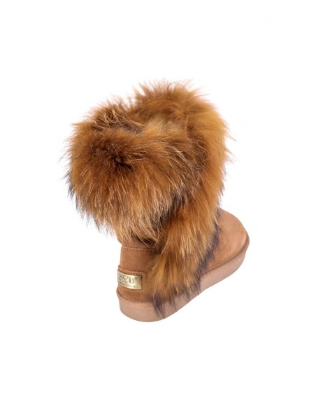 Cizme Dama din Piele Naturală cu Blană Tip UGG 2 – Maro