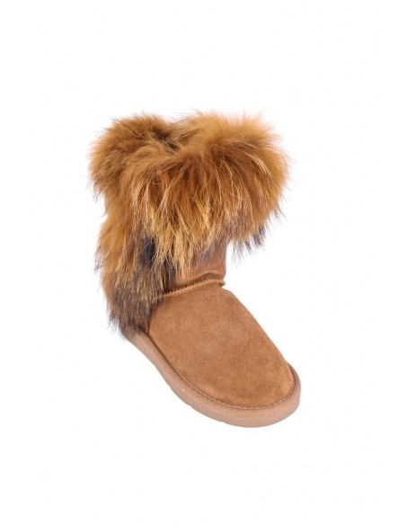 Cizme Dama din Piele Naturală cu Blană Tip UGG 2 – Maro