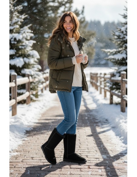 Cizme Tip UGG Negre Imblanite Pentru Femei