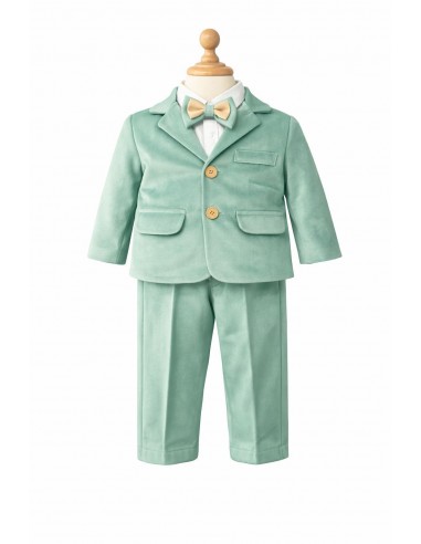 Costum elegant baieti verde menta premium cu papion si camasa alba