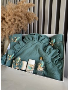 Set botez fetite verde salvie premium trusou complet elegant