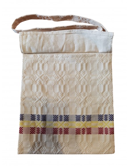 geanta dama tip traista bej cu model traditional etno chic