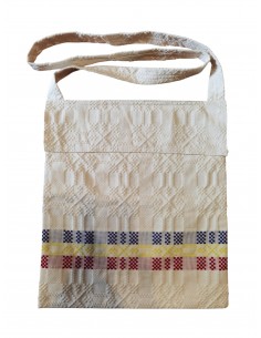 geanta dama tip traista bej cu model traditional etno chic