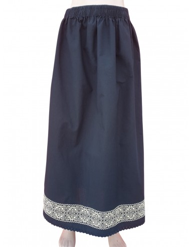 Fusta lunga dama neagra cu broderie traditionala bej