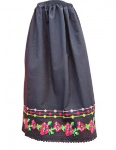 Fusta lunga dama neagra cu broderie florala cu maci