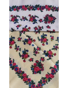 Esarfa dama bej cu imprimeu floral traditional 80x80 cm 2