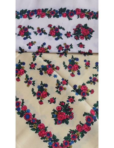 Esarfa dama bej cu imprimeu floral traditional 80x80 cm