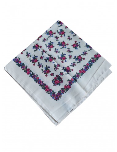 Esarfa dama bej cu imprimeu floral traditional 80x80 cm