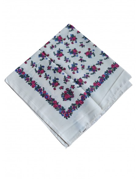 Esarfa dama bej cu imprimeu floral traditional 80x80 cm