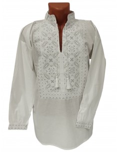 Camasa alba barbati cu broderie argintie eleganta inspiratie traditionala