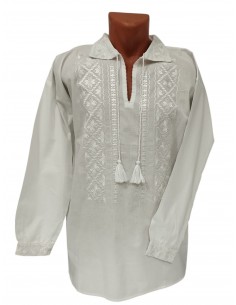 Camasa alba barbati cu broderie eleganta inspiratie traditionala
