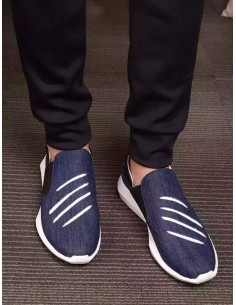 Pantofi casual barbati albastri slip-on cu talpa alba confortabila si design modern urban