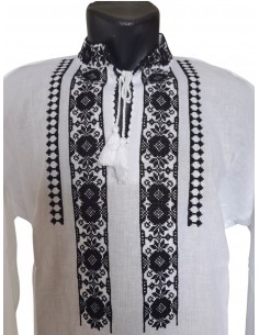 Ie barbati alba cu broderie neagra traditionala 2