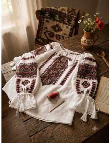 ie-traditionala-dama-alba-broderie-geometrica-rosie-neagra.