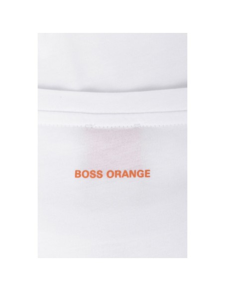 tricou alb din bumbac boos orange