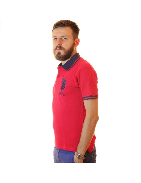 tricou polo bumbac rosu gulere